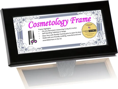 Miniatura 10 de Creative Picture Frames Marcos de licencia negros de 8.5 x 3.5 pulgadas para profesionales de la cosmetología, exhibidores de titulares de licencia