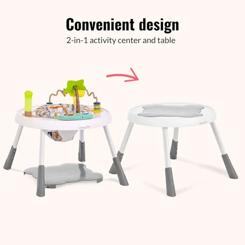 Miniatura 5 de Dream On Me Curio Sit N Seek Centro de actividades para bebés en menta, centro de actividades 2 en 1 y mesa de juego con 3 juguetes desmontables