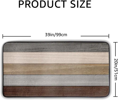 Miniatura 2 de Tapete de cocina con estampado de tablero de madera para piso, tablones marrones rústicos, acolchado, antifatiga, lavable, tapete de espuma
