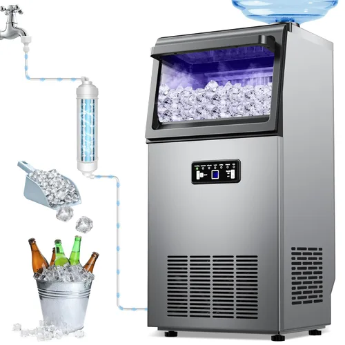 Miniatura 15 de Máquina de hielo comercial de pepitas de 80 libras/24 horas con almacenamiento de 15 libras, máquina de hielo de pellets de acero inoxidable, lista