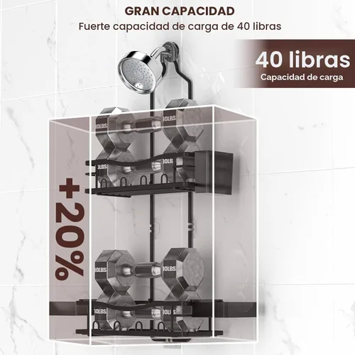 Miniatura 3 de REINHARDT Organizador de ducha colgante, organizador de ducha a prueba de óxido, organizador de ducha anti-balanceo sobre el cabezal de ducha