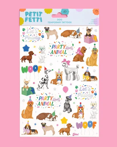 Miniatura 6 de xo, Fetti Tatuajes temporales para perros - 52 estilos de purpurina Suministros de cumpleaños de animales, recuerdos de fiesta para amantes