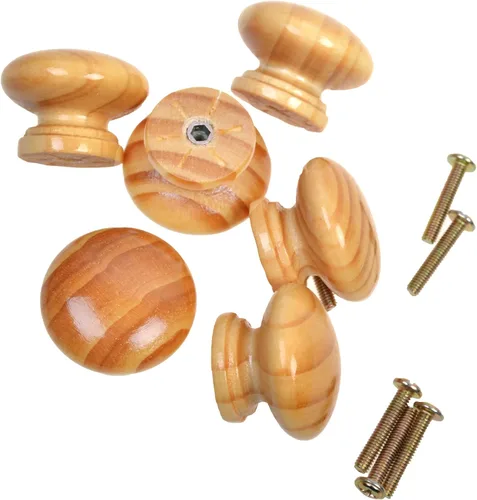 Miniatura 2 de Cosmos 6 tiradores redondos de madera con forma de hongo para cajones