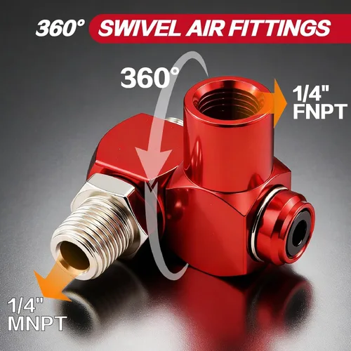 Miniatura 5 de Kit de acoplador de aire y enchufe, 22 piezas de 1/4" NPT de conexión rápida de aire con junta universal giratoria de 360°, accesorios de compresor