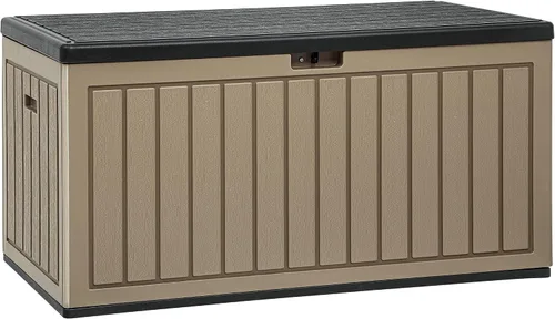 Miniatura 9 de YITAHOME Caja de cubierta de 32 galones, almacenamiento de resina con tapa con cerradura y asas laterales, contenedor pequeño