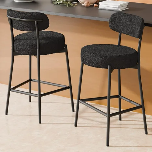 Miniatura 23 de Boucle - Juego de 2 taburetes de bar de altura de mostrador de 28 pulgadas, taburetes de bar modernos con asiento redondo de 4 pulgadas de grosor