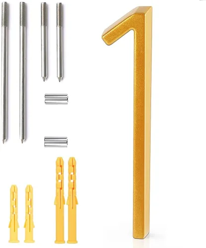 Miniatura 32 de Número de casa flotante de 5'', números de casa modernos - aleación de zinc, número de dirección de casa con exquisito proceso de dibujo - dorado