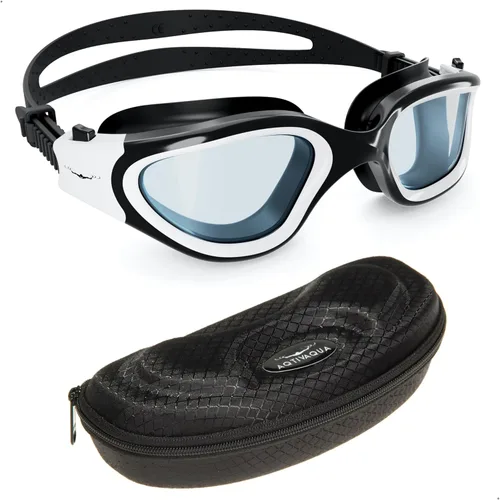 Miniatura 2 de AqtivAqua DX - Gafas de natación con visión amplia para adultos, hombres y mujeres, antiempañamiento y sin fugas Gafas blancas + funda negra