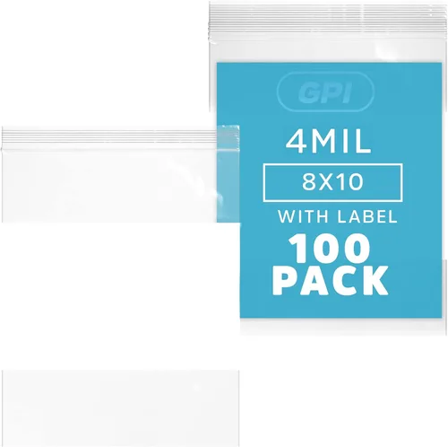Miniatura 34 de GPI - 3" x 4" - Caja a granel de 1000, bolsas de plástico transparente con cierre de cremallera de 4 mil de grosor, resistentes, con bloque blanco