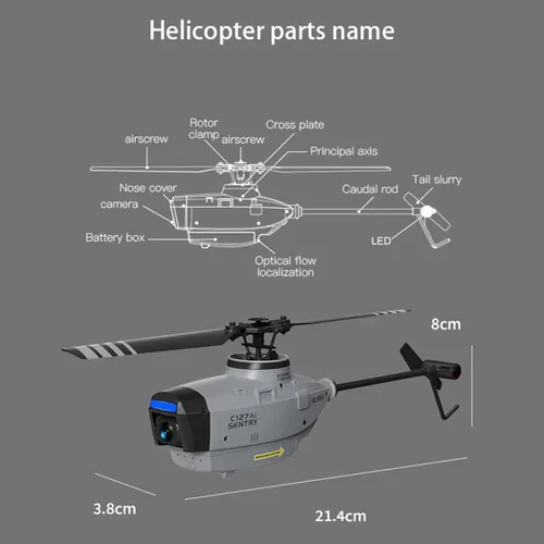 Miniatura 9 de RC ERA C127AI Helicóptero RC para Adultos, Hormiga Negra de 4 Canales con Motores Sin Escobillas de Control Remoto, Vehículo Aéreo No Tripulado