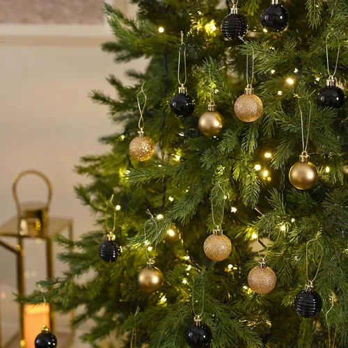 Miniatura 6 de Valery Madelyn - Juego de adornos pequeños de 1.57 pulgadas para árbol de Navidad, adornos de bolas colgantes inastillables para decoración de dorado