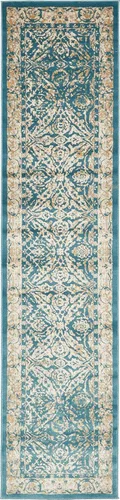Miniatura 2 de Unique Loom Oslo Collection - Alfombra tradicional botánica verde azulado (3 x 13 pies)