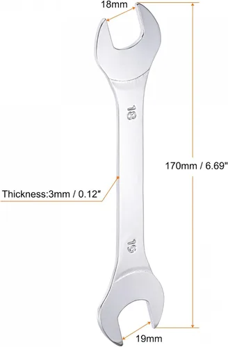 Miniatura 2 de uxcell Llave fina de extremo abierto, espejo métrico de 0.709 in x 0.748 in, acero de alto carbono, para mantenimiento doméstico y reparaciones