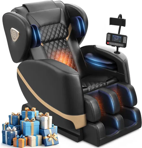 Miniatura 11 de FURNIMAT Silla de masaje de cuerpo completo, silla de masaje de gravedad cero con 10 rodillos fijos, bolsas de aire, calefacción, masaje de pies