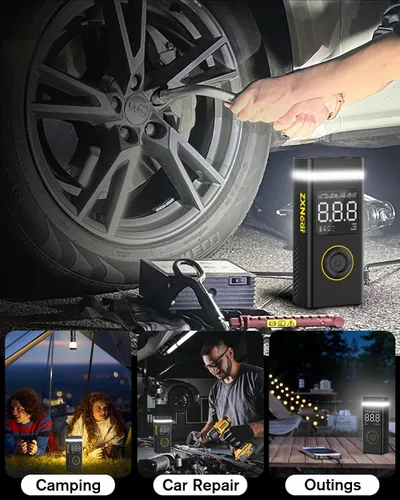 Miniatura 6 de Inflador de Neumáticos Compresor de Aire Portátil, Bomba de 180PSI 20000mAh para Coche Inalámbrica con Manómetro, Inflado Rápido 4X con Luces Duales