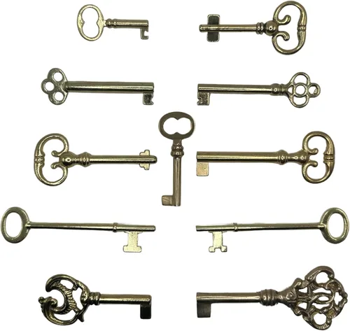 Miniatura 4 de Juego de llaves de esqueleto pequeño, funciona solo con orificios de cerradura de 1/2 pulgada, llaves vintage genéricas de barril hueco para muebles