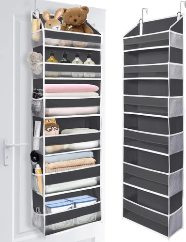 Miniatura 11 de ULG Organizador para colocar sobre la puerta, 5 niveles extra grande para colgar con 10 bolsillos de malla, organizador de puerta para guardería