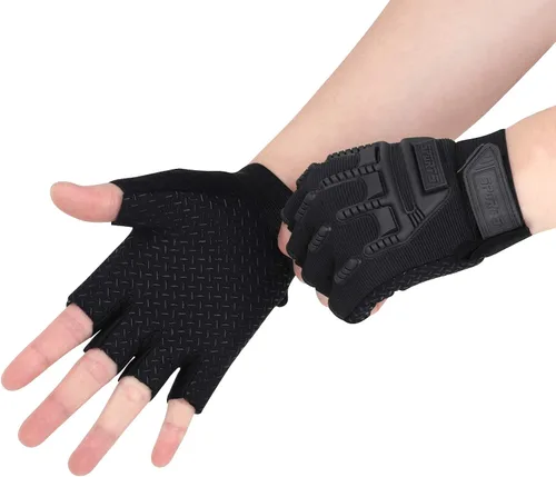 Miniatura 16 de Guantes de ciclismo sin dedos para niños, transpirables, antideslizantes, absorben los golpes, guantes de ciclismo para niños, niñas, niños, pesca