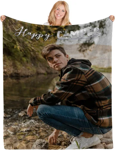 Manta de campamento personalizada con foto, manta con nombre personalizado, accesorios personalizados para cámper, regalos personalizados para