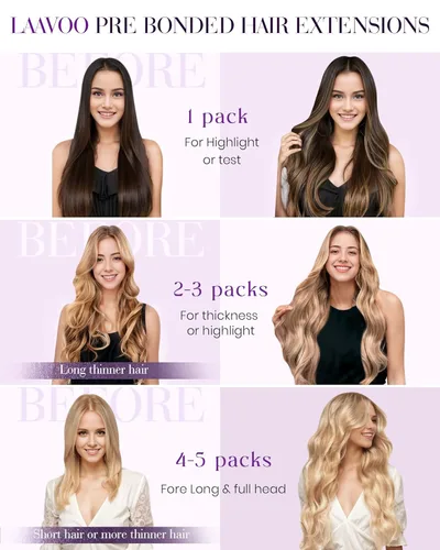 Miniatura 5 de LaaVoo I Tips - Extensiones de cabello humano real con punta en I, color marrón oscuro con balayage, extensiones de cabello humano con punta en I