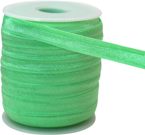 Miniatura 10 de Banda elástica de satén para coser de 3/8 pulgadas, rollo de cinta elástica brillante con cordón elástico plano para ligar el cabello, diadema