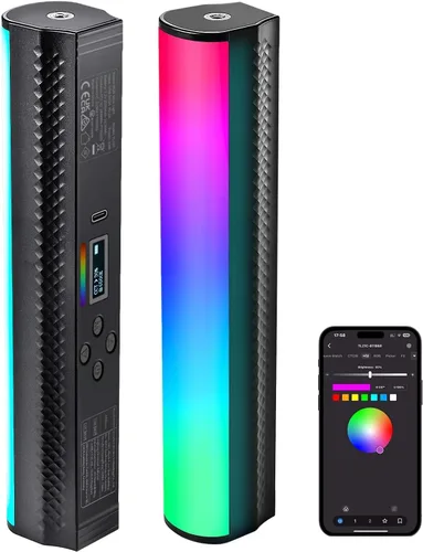 Miniatura 11 de NEEWER Vara de Luz Magnética Manual Básica, Luz de Video LED Mini RGB Completa de 360°, Batería de 2500mAh, Luz de Tubo de Cámara Ajustable
