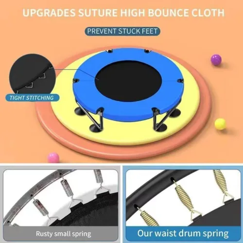 Miniatura 2 de Trampolín para niños, cama elástica completa antioxidante de 440 libras para interiores y exteriores con red, trampolín ajustable de 55 pulgadas