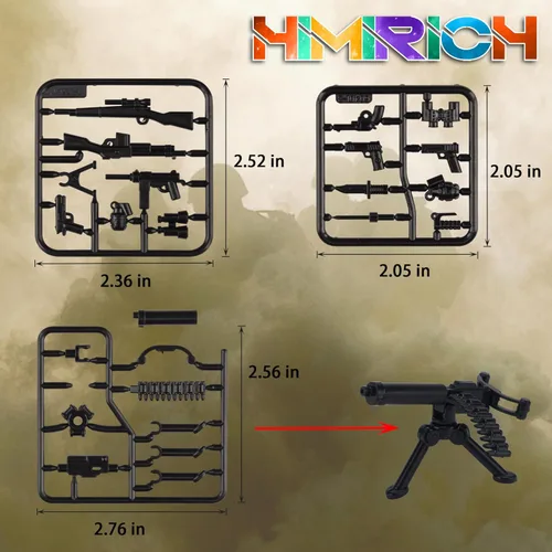 Miniatura 7 de Paquete de armas militares, 24 piezas de accesorios del Reino Unido, kits de juguetes, equipo del ejército, armas de la Segunda Guerra Mundial