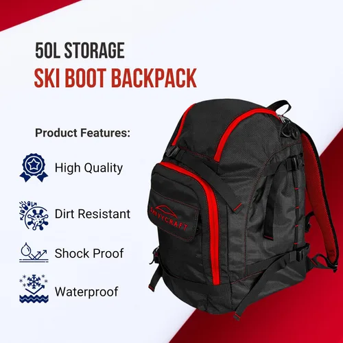 Miniatura 7 de Savvycraft Bolsa para botas de esquí, mochila de esquí de 50L para botas de esquí y snowboard, cascos, guantes y accesorios, Azul, Mochila de esquí