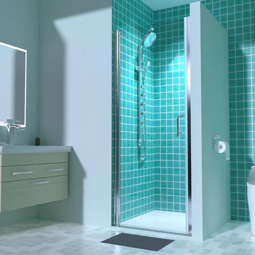 Miniatura 34 de ExBrite Puerta de ducha pivote sin marco de 34-35.5 pulgadas de ancho x 72 pulgadas de alto, puertas de ducha pivotantes de vidrio transparente