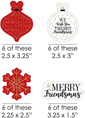 Miniatura 2 de Big Dot of Happiness Pajitas decorativas a rayas rojas y doradas para decoración de pajitas de papel para fiesta de Navidad de amigos, juego de 24