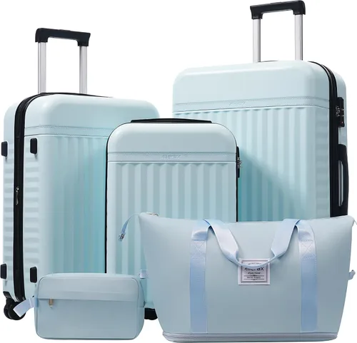 Miniatura 554 de Merax Juegos de equipaje de mano en maleta aprobada por aerolíneas, estuche rígido con ruedas giratorias expandibles, Negro