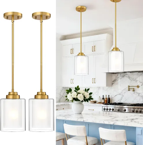 Miniatura 33 de TENGXIN Lámpara Colgante Moderna para Isla de Cocina, Accesorio de Lámpara de Techo Colgante de Oro Cepillado, Iluminación Colgante de Estilo Granja