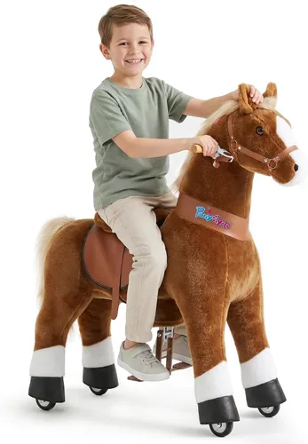 Miniatura 8 de PonyCycle Juguete de caballo para niños pequeños de 3 a 4 años con freno, accionado por niños, caballo mecánico mecánico, regalo de cumpleaños, Negro
