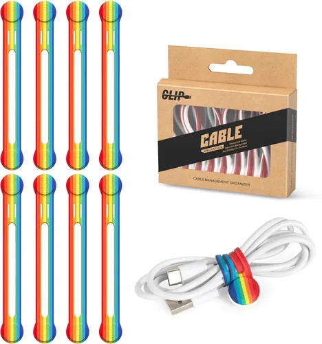 Miniatura 13 de Kanemc Paquete de 8 lazos giratorios magnéticos, atadura de cable magnética de silicona reutilizable para USB, auriculares, cargador, cables