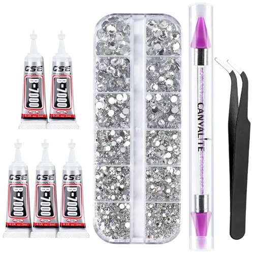 Miniatura 17 de Canvalite 5000 diamantes de imitación de resina para manualidades con pegamento de joyería B7000 de 0.3 fl oz, 1 caja de cristales de diamante