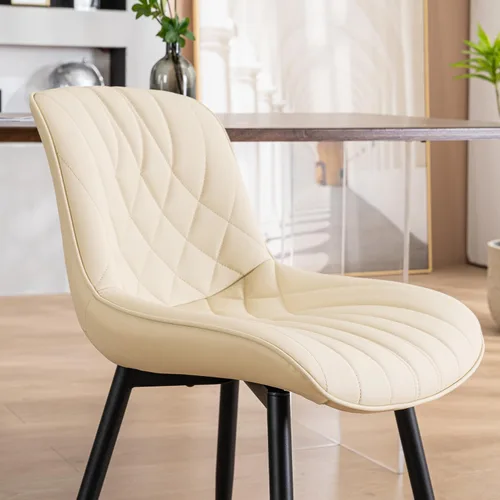 Miniatura 9 de YOUNUOKE Juego de 2 Sillas de Comedor de Mediados de Siglo Modernas Silla de Cocina Cómodas Sillas Tapizadas de Cuero Sintético Sillas de Cena