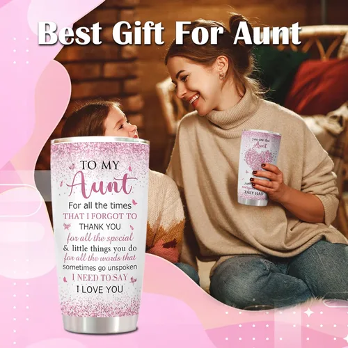 Miniatura 7 de ZANIION Vaso de regalo para tía de sobrina, sobrino, regalos para la mejor tía, ideas de regalo para tías, regalo de Navidad, día de la madre