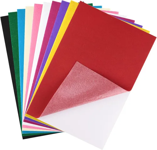 Miniatura 13 de CHRORINE 10 hojas de tela de fieltro negro autoadhesivas de 8 x 12 pulgadas, papel de fieltro para suministros de arte y manualidades.