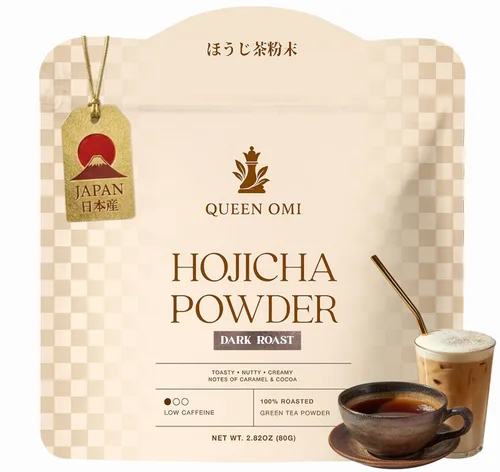 Polvo orgánico de Hojicha | Polvo de té verde tostado japonés | Kyoto Uji, Japón | Bajo en cafeína, molido a piedra, tostado oscuro | Alternativa al