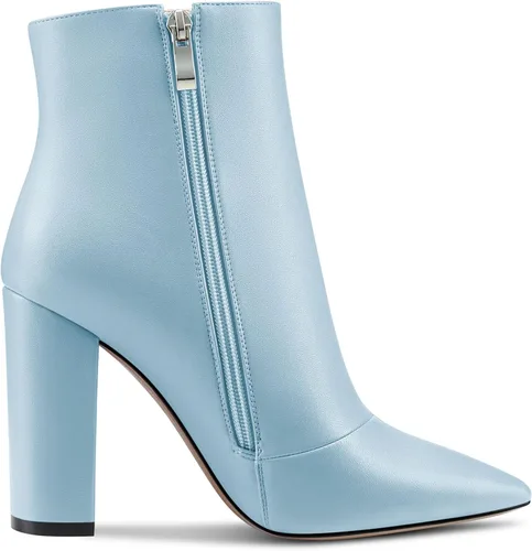 Miniatura 3 de Aachcol Botas de tobillo para mujer, botines cortos con puntera puntiaguda, tacón alto, con cremallera mate, 4 pulgadas