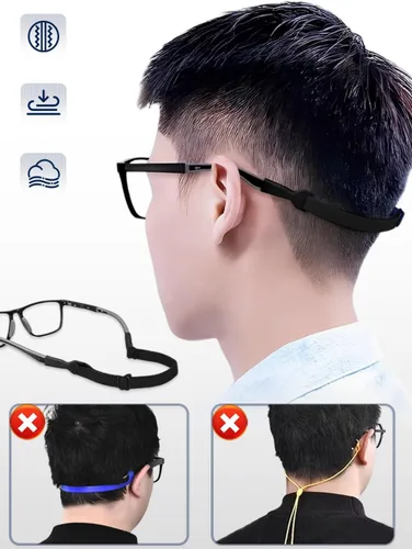 Miniatura 5 de ZXZone Correas ajustables para gafas, 2 unidades, sin cola, correas de vidrio ajustables para hombres, mujeres, niños, lentes de sol, negro