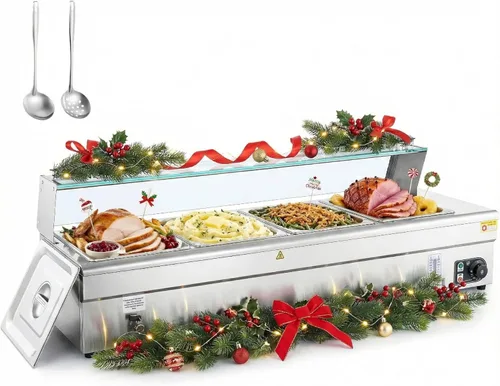 Miniatura 18 de WILPREP Calentador de alimentos comercial, calentador eléctrico de 1500 W para mostrador con control de temperatura ajustable de 86-185 °F