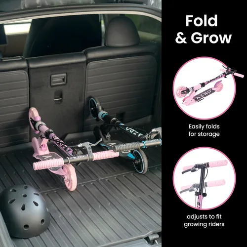 Miniatura 4 de Patinete Aero para niños de 5 a 8 años, luces dinámicas, freno de mano y absorción de golpes, scooter de 2 ruedas para niños y niñas, plegable