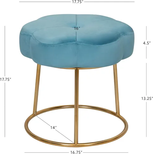 Miniatura 3 de Linon Talulah - Taburete decorativo y tocador azul claro y dorado