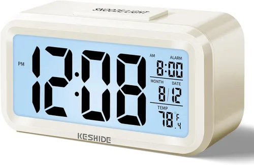 Miniatura 9 de Reloj despertador digital a pilas con temperatura interior, reloj pequeño de escritorio, modelo de repetición, pantalla de 12/24 horas para Negro