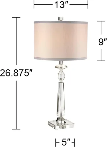 Miniatura 4 de Vienna Full Spectrum Aline - Lámpara de mesa tradicional de 26 1/2 pulgadas de alto, cristal transparente, pantalla gris, sala de estar, dormitorio
