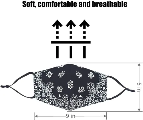 Miniatura 5 de Bandana de la cubierta de la cara, máscara de tela de algodón suave media cara protectora, pasamontañas de cachemira unisex de moda, Balaclava