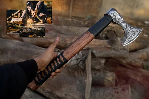 Miniatura 6 de Hacha Vikinga – Mango de Palisandro de 19 Pulgadas con Funda de Cuero, Hachas de Lanzamiento y Tomahawks, Hacha para Dividir Madera, Bushcraft - ERIK