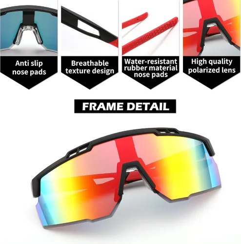 Miniatura 3 de FEISEDY Gafas de sol deportivas para hombres y mujeres, protección UV400, gafas de ciclismo, golf, béisbol, conducción, pesca, B0022 Lente espejada